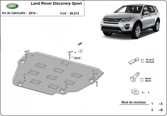 Steel sump guard for  Land Rover Discovery Sport