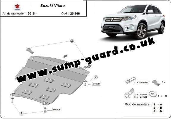 Steel sump guard for Suzuki Vitara