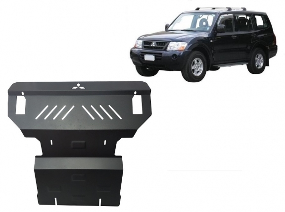 Steel sump guard for the protection of the engine and the radiator for Mitsubishi Shogun 3 (V60, V70)