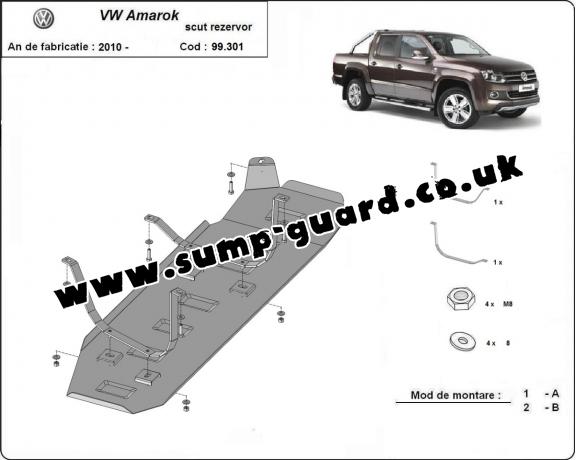 Steel fuel tank guard  for Volkswagen Amarok - Only for versions without factory protections