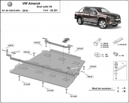 Steel gearbox and differential guard for Volkswagen Amarok -  V6 automat