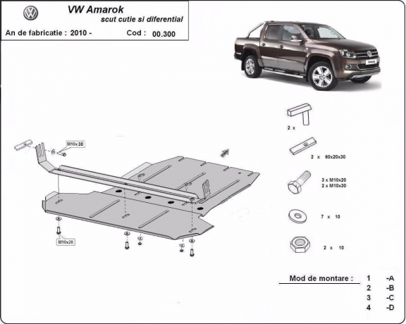 Steel gearbox and differential guard for Volkswagen Amarok