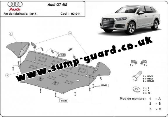 Steel sump guard for Audi Q7