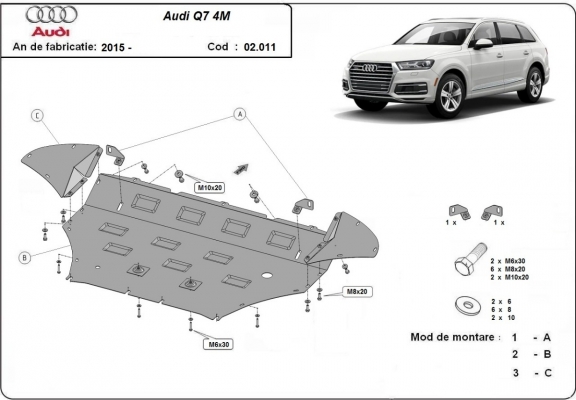 Steel sump guard for Audi Q7