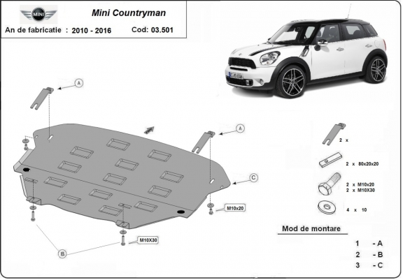 Steel sump guard for Mini Countryman R60