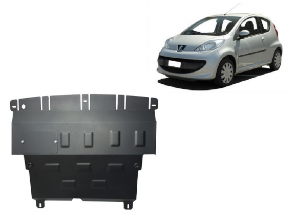 Steel sump guard for Peugeot 107