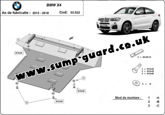 Steel sump guard for  BMW X4 