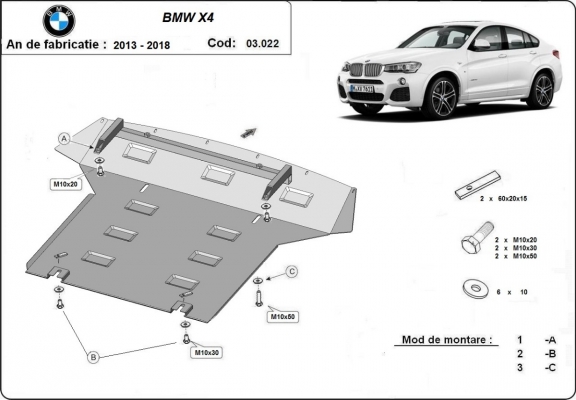 Steel sump guard for  BMW X4 F26