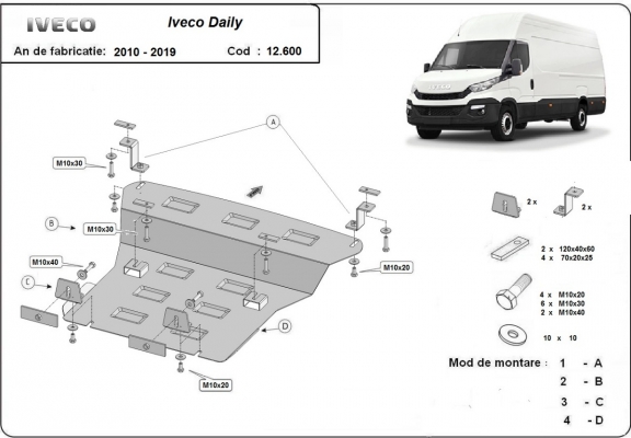 Steel sump guard for Iveco Daily 6