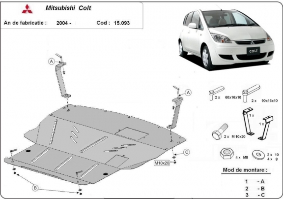 Steel sump guard for Mitsubishi Colt