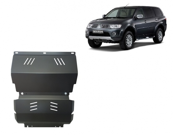 Steel sump guard for the protection of the engine and the radiator for Mitsubishi Shogun Sport 2