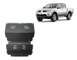 Steel sump guard for the protection of the engine and the radiator for Mitsubishi L 200