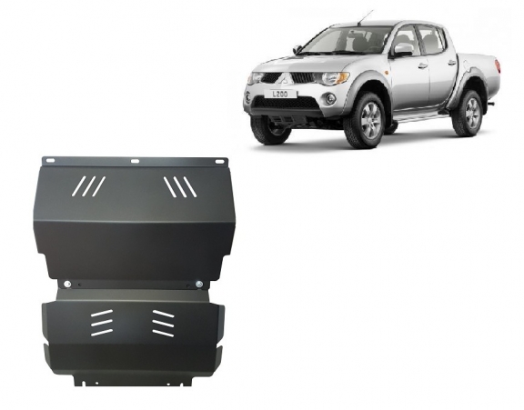 Steel sump guard for the protection of the engine and the radiator for Mitsubishi L 200