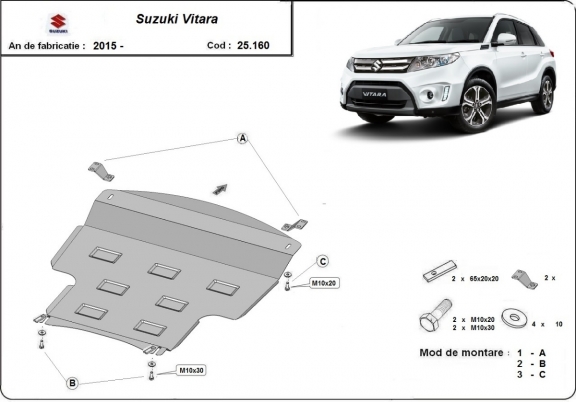 Steel sump guard for Suzuki Vitara