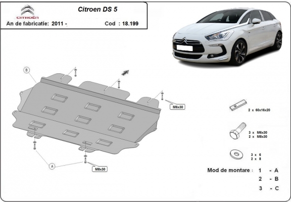 Steel sump guard for Citroen DS5