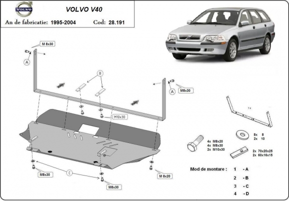 Steel sump guard for Volvo V40