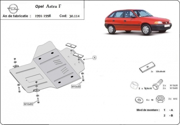 Steel sump guard for Vauxhall Astra F