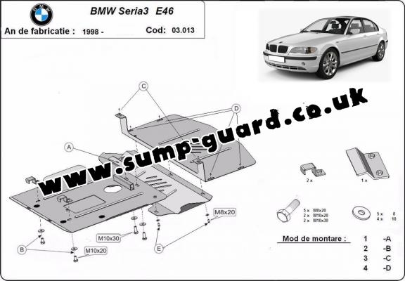 Steel sump guard for BMW Seria 3 E46 - petrol