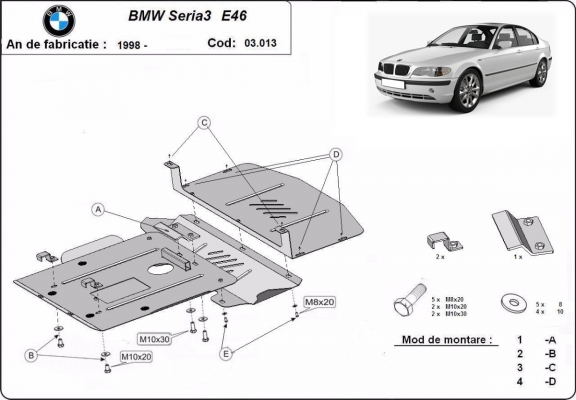 Steel sump guard for BMW Seria 3 E46 - petrol