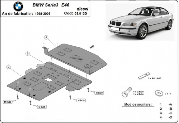 Steel sump guard for BMW Seria 3 E46 - Diesel