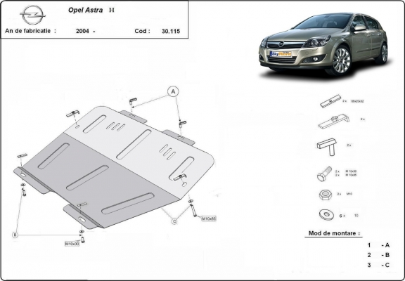 Steel sump guard for Vauxhall Astra H