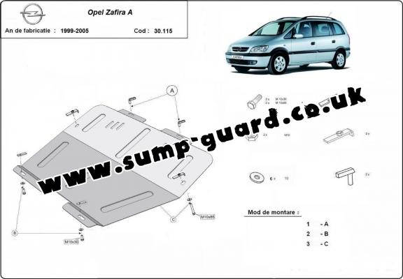 Steel sump guard for Vauxhall Zafira