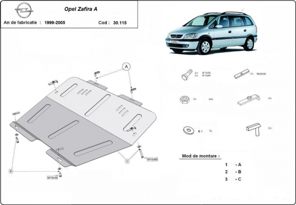 Steel sump guard for Vauxhall Zafira A 