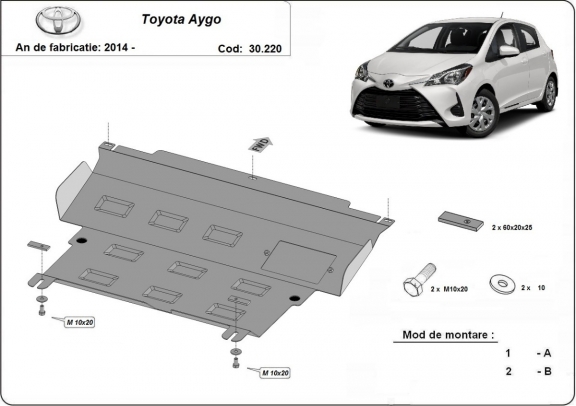 Steel sump guard for Toyota Aygo AB40
