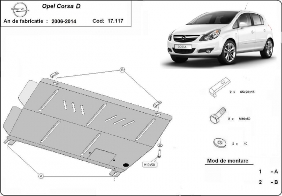 Steel sump guard for Vauxhall Corsa D