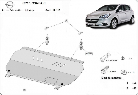 Steel sump guard for Vauxhall Corsa E