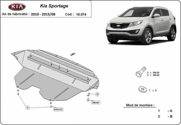 Steel sump guard for Kia Sportage