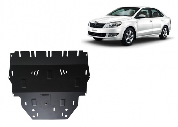 Steel sump guard for Skoda Rapid