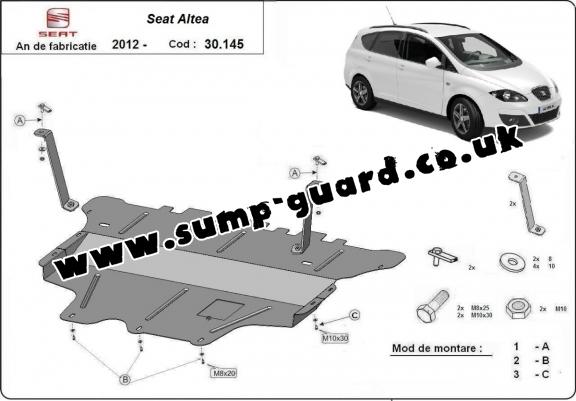 Steel sump guard for Seat Altea - manual gearbox