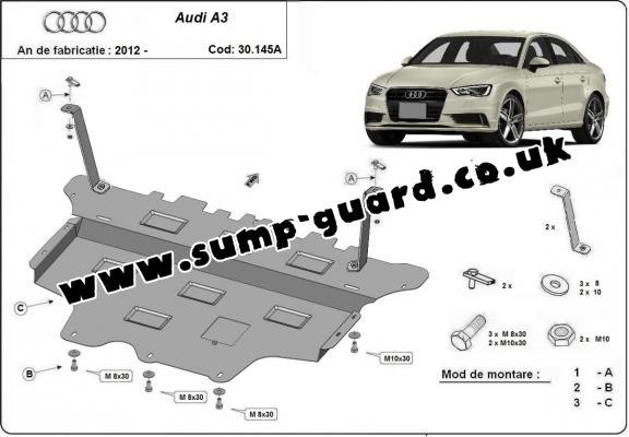 Steel sump guard for Audi A3 (8V) -automatic gearbox