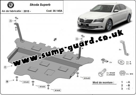 Steel sump guard for Skoda Superb - automatic gearbox