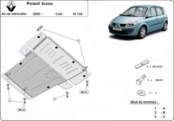 Steel sump guard for Renault Scenic