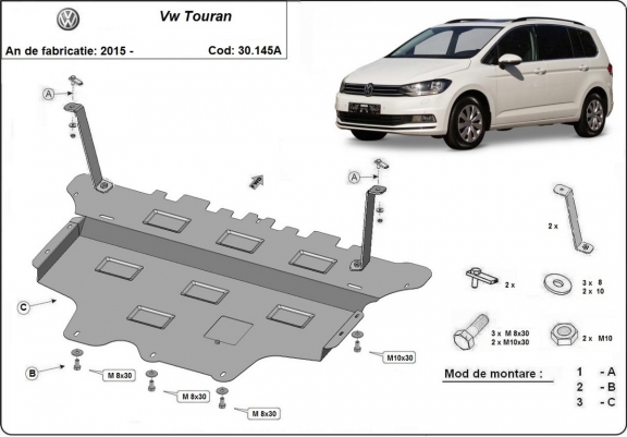 Steel sump guard for VW Touran - automatic gearbox