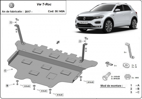 Steel sump guard for Volkswagen T-Roc - automatic gearbox