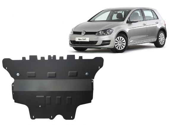 Steel sump guard for the protection of the engine and the gearbox for VW Golf 7 - automatic gearbox