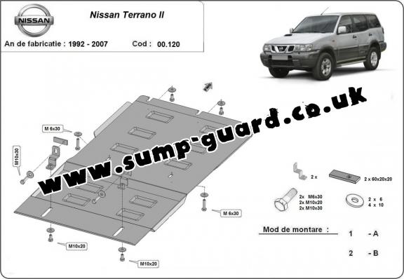 Steel gearbox guard for Nissan Terrano II 