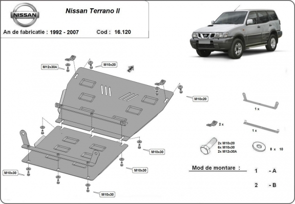 Steel sump guard for Nissan Terrano II 