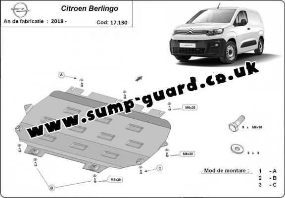 Steel sump guard for Citroen Berlingo