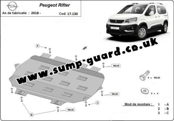 Steel sump guard for Peugeot Rifter / Partner