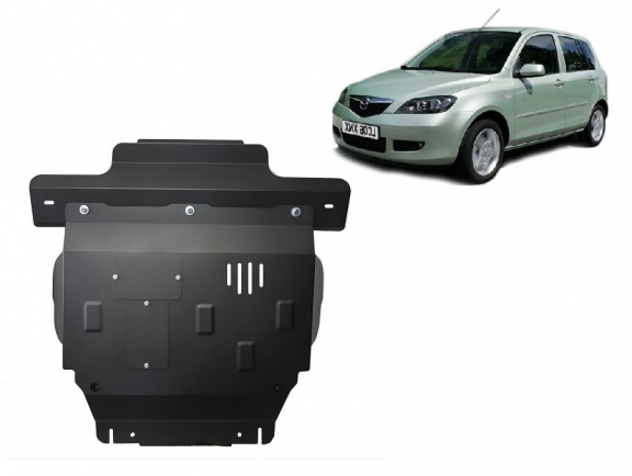 Steel sump guard for the protection of the engine and the gearbox for Mazda 2