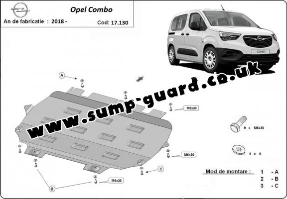 Steel sump guard for Vauxhall Combo