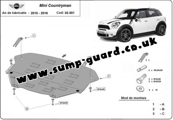 Steel sump guard for Mini Countryman