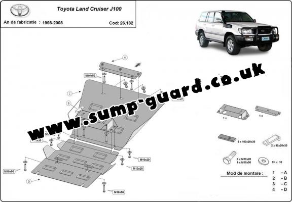 Steel sump guard for Toyota Land Cruiser J100