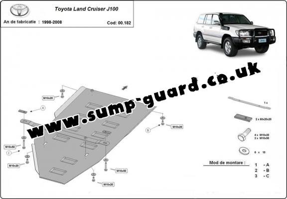 Steel gearbox guard for Toyota Land Cruiser J100