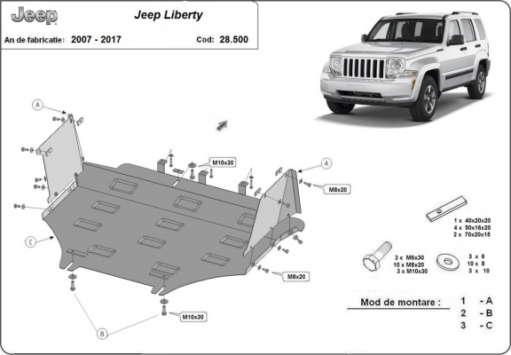 Steel sump guard for Jeep Liberty