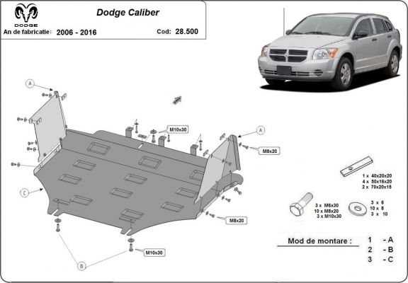 Steel sump guard for Dodge Caliber